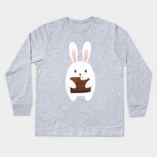 Little cute bunny with chocolate Kids Long Sleeve T-Shirt